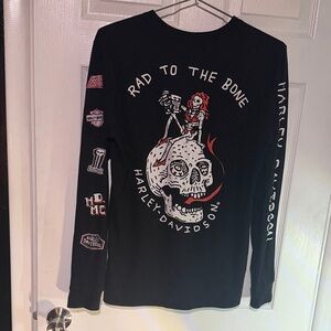 Harley-Davidson Black Long Sleeve 'Rad to the Bone' Skull Tee